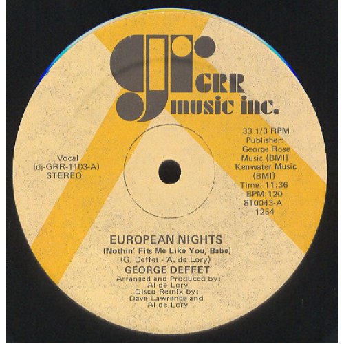 George Deffet - European Nights (Nothin' Fits Me Like You Babe), 12"