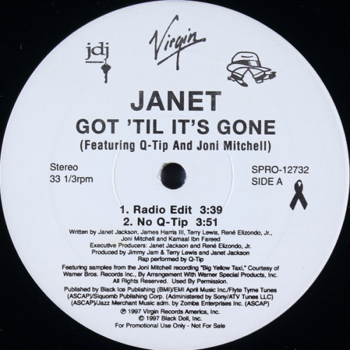 Janet Featuring Q-Tip And Joni Mitchell - Got 'Til It's Gone, 12", Promo