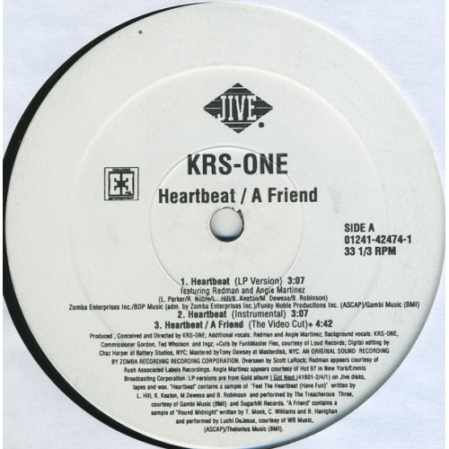 KRS-One - A Friend / Heartbeat, 12"