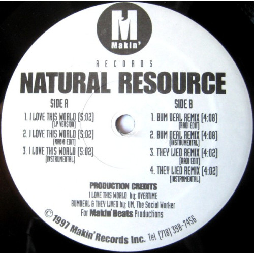 Natural Resource - I Love This World / Bum Deal (Remix) / They Lied (Remix) , 12"