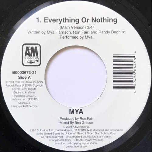 Mya - Everything Or Nothing, 7"