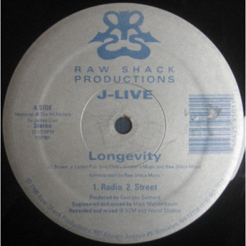 J-Live - Longevity / Braggin' Writes, 12", Repress