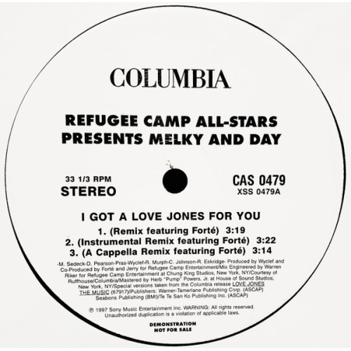Refugee Camp All Stars Presents Melky And Day - I Got A Love Jones (Remixes), 12", Promo